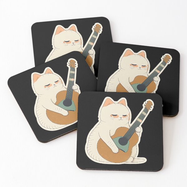 Item preview, Cute Cat playing Guitar Cartoon Anime Style Animal designed and sold by AnimalArtPhotos.