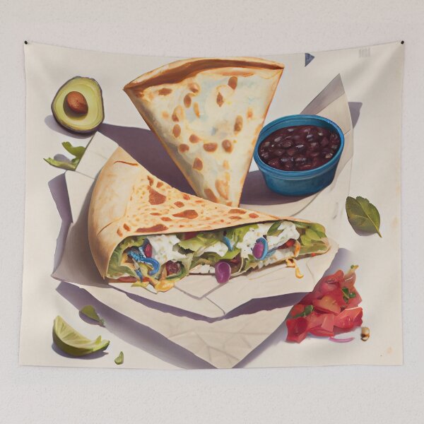 Item preview, A Taco-Lovers Dream Cornflower Quesadilla and Burritos Digital Painting designed and sold by CodeAndColors.