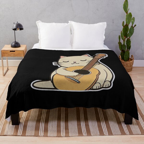 Item preview, Cat playing Guitar Cartoon Anime Style Animal designed and sold by AnimalArtPhotos.