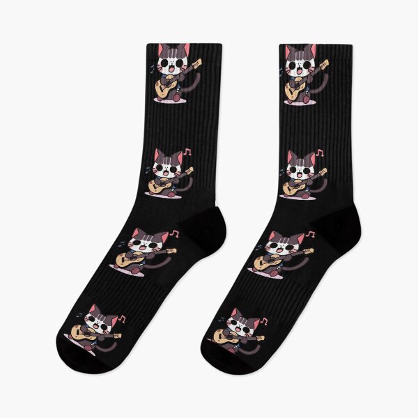 Item preview, Cat Guitarist Rock Band Cartoon Anime Style Animal designed and sold by AnimalArtPhotos.