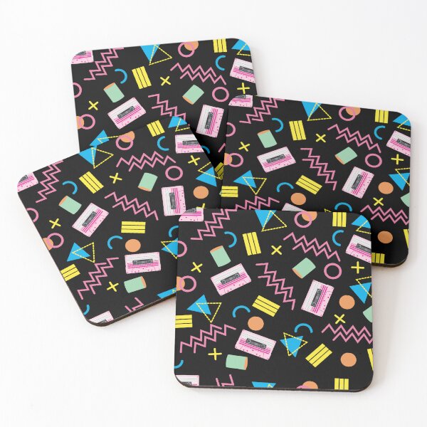 Item preview, Black Colorful Eighties 80's Retro Pattern designed and sold by idovedesign.