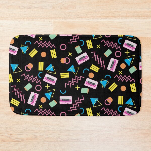 Item preview, Black Colorful Eighties 80's Retro Pattern designed and sold by idovedesign.