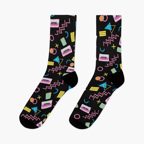 Item preview, Black Colorful Eighties 80's Retro Pattern designed and sold by idovedesign.