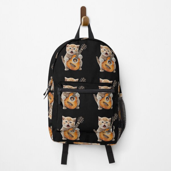 Item preview, Happy Cat Guitarist Rock Band Cartoon Anime Style Animal designed and sold by AnimalArtPhotos.
