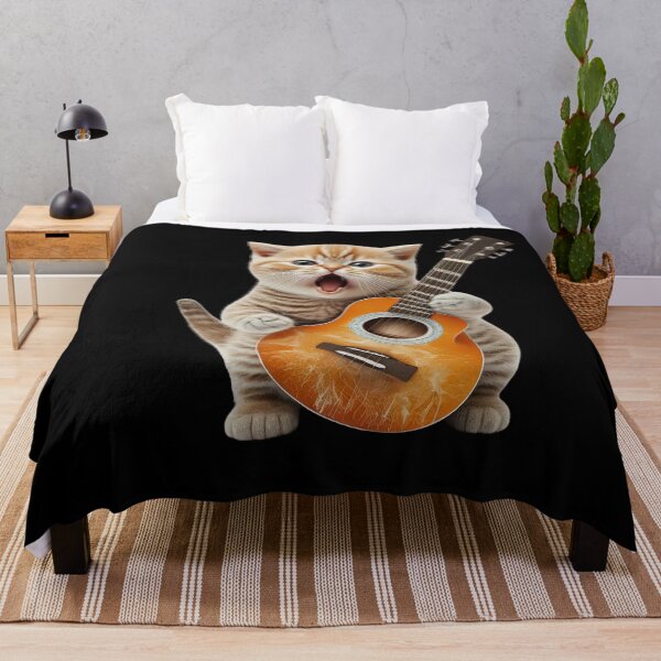 Item preview, Happy Cat Guitarist Rock Band Cartoon Anime Style Animal designed and sold by AnimalArtPhotos.