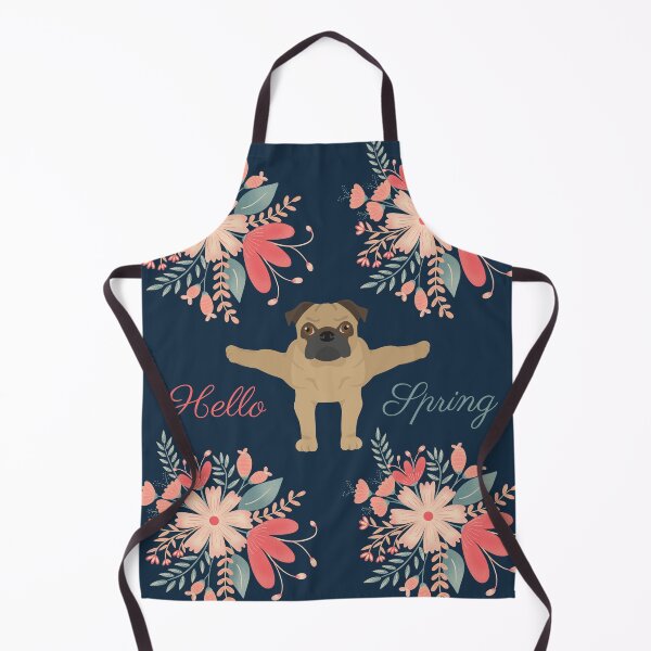 Item preview, Hello Spring with Pug and Flowers designed and sold by SeasonalDogs.