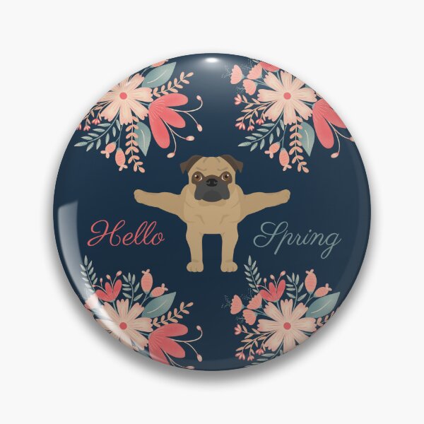 Item preview, Hello Spring with Pug and Flowers designed and sold by SeasonalDogs.