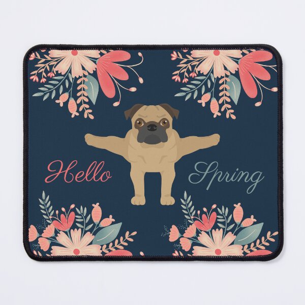 Item preview, Hello Spring with Pug and Flowers designed and sold by SeasonalDogs.