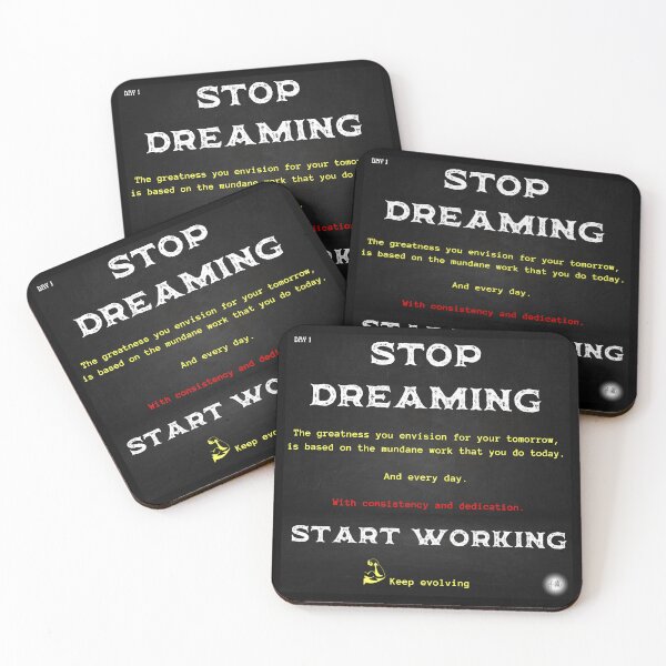 Item preview, Day 1 of the year: Stop dreaming, start working designed and sold by BuddyBoots.