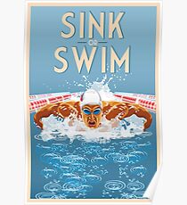 Waschbecken oder schwimmen, motivierende Poster Poster