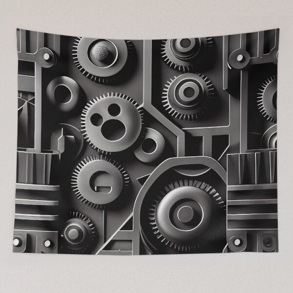 Item preview, Monochromatic Happy Dramatic Industrial Pattern Digital Painting designed and sold by CodeAndColors.