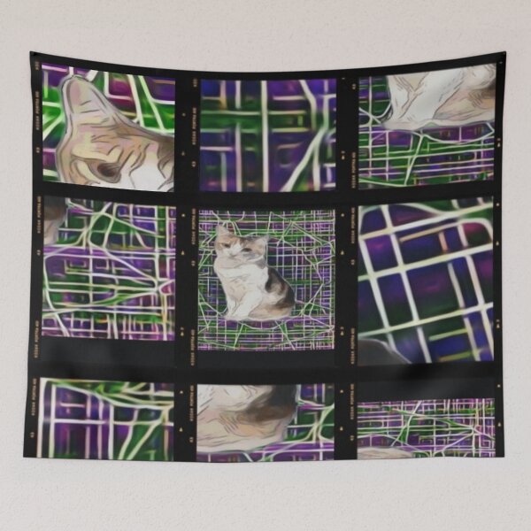 Item preview, Surreal cat portrait cyberpunk wireframe tech  designed and sold by Cyberomiz.