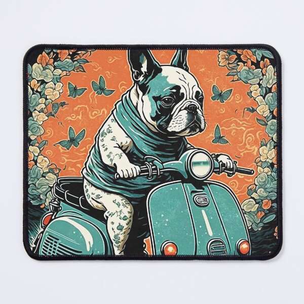 Item preview, French bulldog on classic scooter designed and sold by Johnelh.