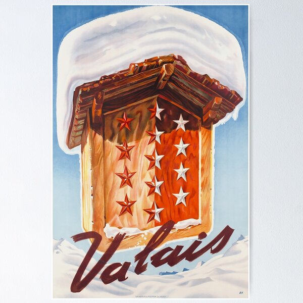 Item preview, Valais, Switzerland, Ski Poster designed and sold by BokeeLee.