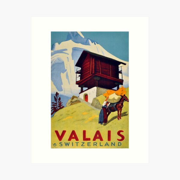 Item preview, Valais, Switzerland, Ski Poster designed and sold by BokeeLee.