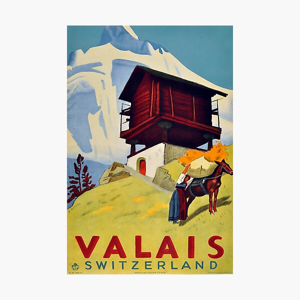 Item preview, Valais, Switzerland, Ski Poster designed and sold by BokeeLee.