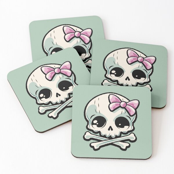 Item preview, Kawaii skull with a pink hair bow designed and sold by Tarroi.