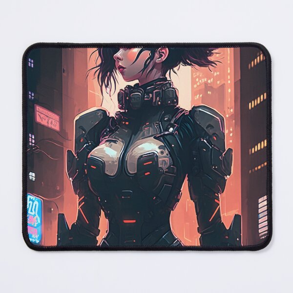 Item preview, Cyberpunk Heroine Full Length Shot in Japanese Anime Style, Powerful Superhero Scene designed and sold by LuluDragon.