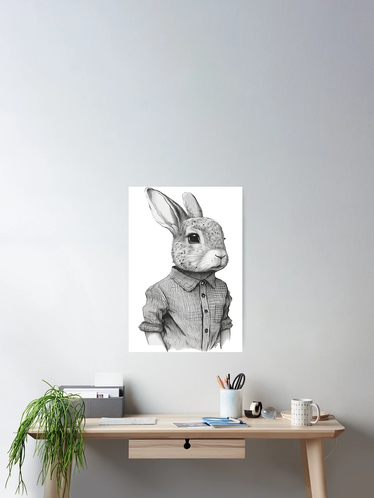 Thumbnail 2 von 3, Poster, Smart Rabbit Wear Shirt Rabbit Human Style designt und verkauft von MaxEXP.