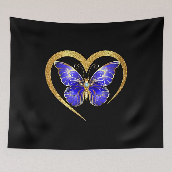 Item preview, Blue butterfly, Gold heart, stylish, Original gift, Cool designed and sold by Ksmith-Style.