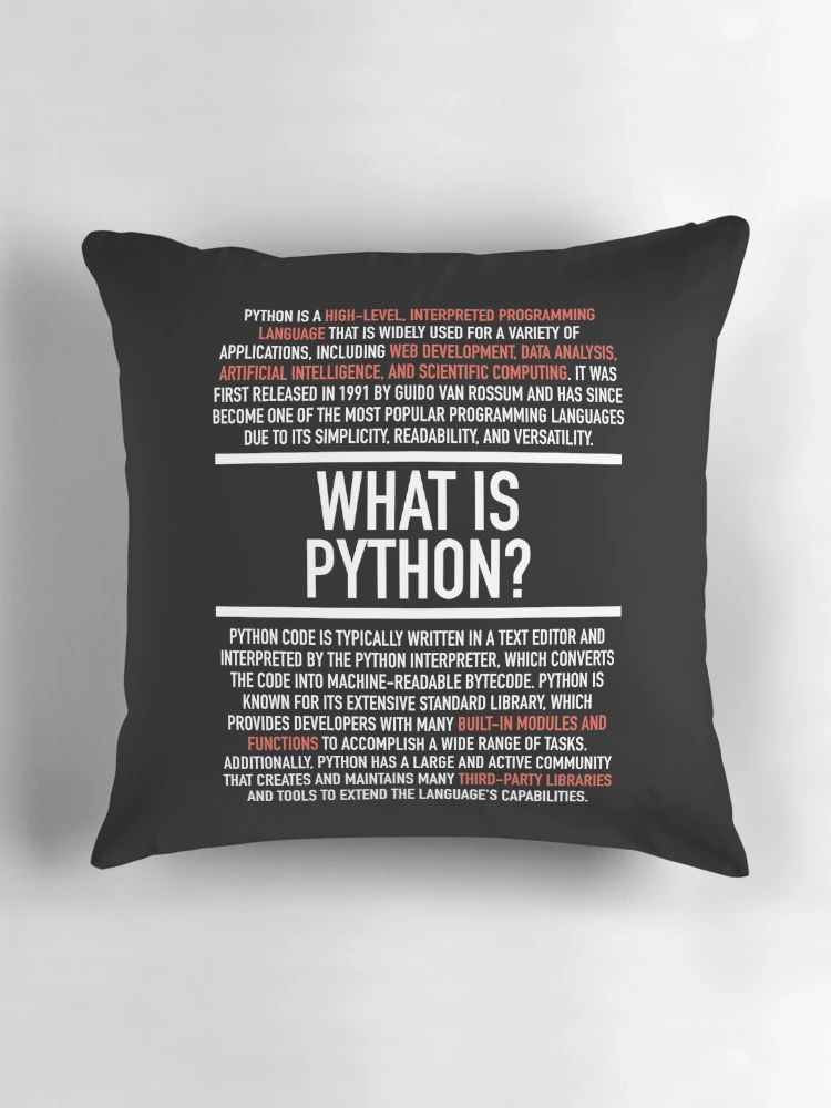 Thumbnail 3 of 4, Pillow, Python Defined - Programming - Computer Teacher designed and sold by HiddenVerb.