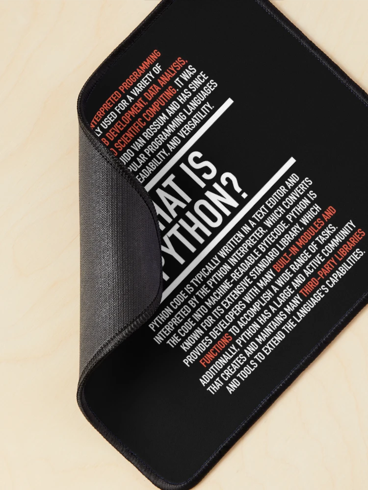 Thumbnail 2 of 5, Mouse Pad, Python Defined - Programming - Computer Teacher designed and sold by HiddenVerb.