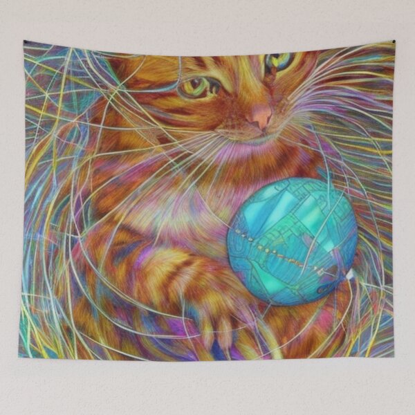 Item preview, Ai generated art - Cat with a ball of string designed and sold by Mindscyther.