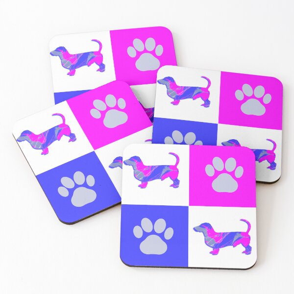 Item preview, Dachshund / Daxie Dog & Paw Print Crazy Hot Pink & Blue Swirls designed and sold by AMSonArt.