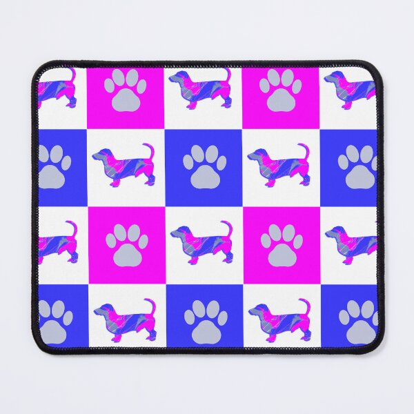 Item preview, Dachshund / Daxie Dog & Paw Print Crazy Hot Pink & Blue Swirls designed and sold by AMSonArt.