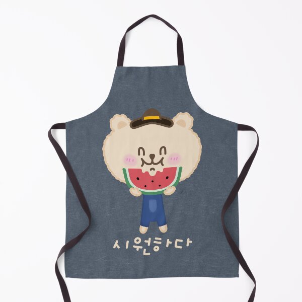 Item preview, A cute bear eating watermelon and says it's refreshing in Korean. designed and sold by Kimchi-style-.