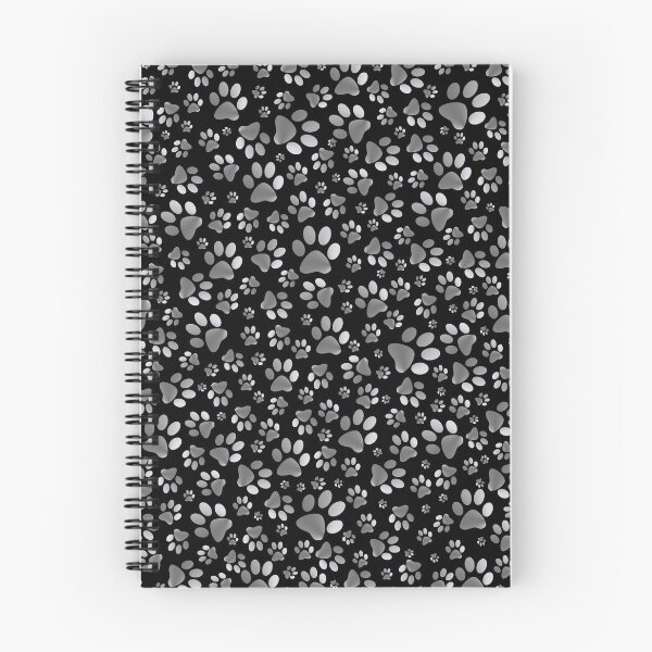 Item preview, Silver Black Dog Paw Print on black background. designed and sold by homemadecreate.