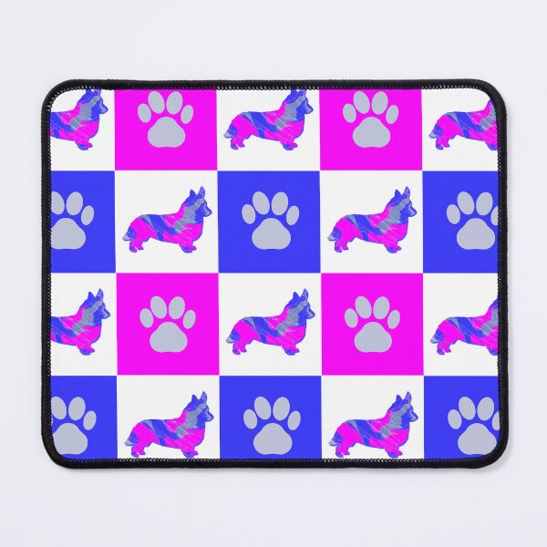 Item preview, Welsh Corgi Dog & Paw Print Crazy Hot Pink & Blue Swirls designed and sold by AMSonArt.