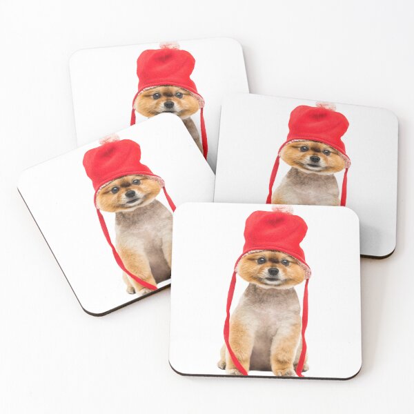 Item preview, Cute Dog With A Red winter hat. designed and sold by Vintage Vibe Studio.