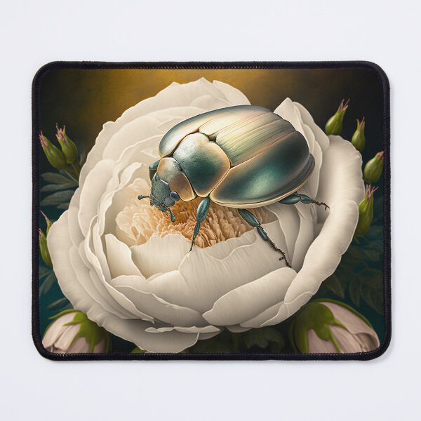 Item preview, Rose Chafer: Beauty on White Flower designed and sold by SweetbriarTales.