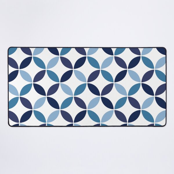 Item preview, Blue shippo tsunagi geometric pattern ornamental japanese overlapping circles designed and sold by Mahe-Art.