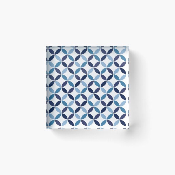 Item preview, Blue shippo tsunagi geometric pattern ornamental japanese overlapping circles designed and sold by Mahe-Art.