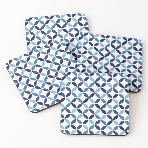 Item preview, Blue shippo tsunagi geometric pattern ornamental japanese overlapping circles designed and sold by Mahe-Art.
