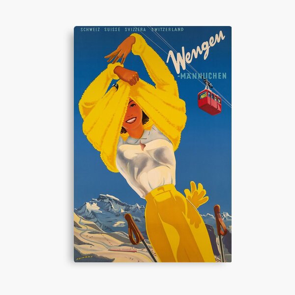 Wengen, Männlichen, Suiza, cartel de esquí Lienzo
