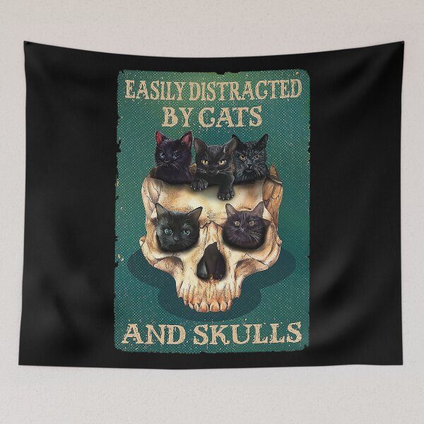 Item preview, Easily Distracted By Cats And Skulls Skull Cat Lover designed and sold by Delmonico2022.