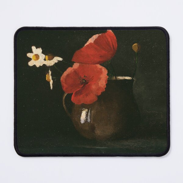 Item preview, Poppies and Daisies | Dark Academia Decor | Vintage Restored Dark Floral Oil Painting of Flowers designed and sold by archerfield.