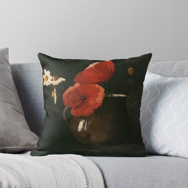 Item preview, Poppies and Daisies | Dark Academia Decor | Vintage Restored Dark Floral Oil Painting of Flowers designed and sold by archerfield.