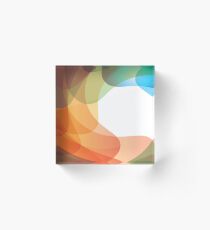 Rainbow Teardrops on a White Background Abstract Art Acrylic Block