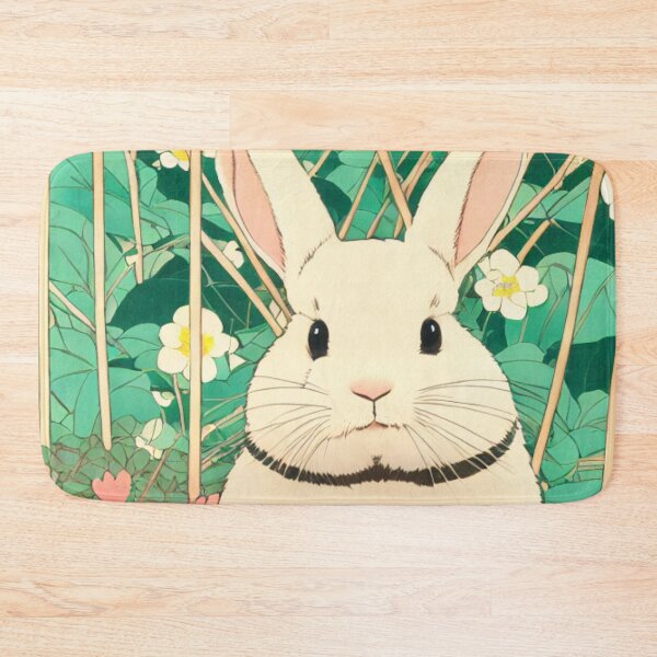 Item preview, Flower Journey with the Cottagecore White American Fuzzy Lop Rabbit designed and sold by wigobun.