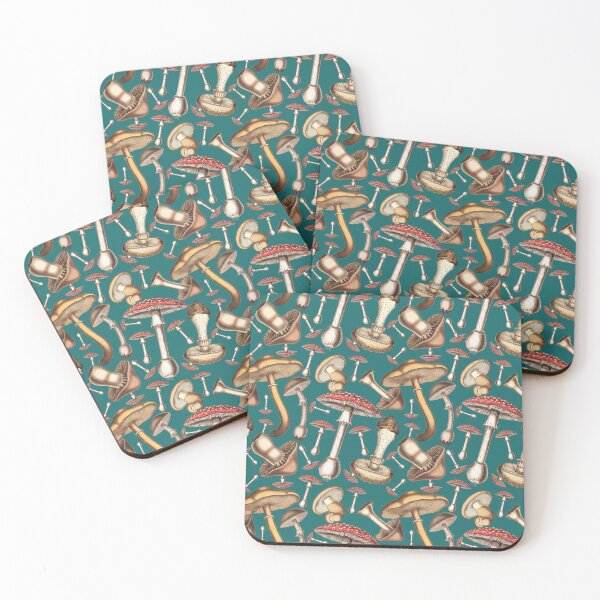 Item preview, Mushroom Magic: Vintage Illustration Pattern - Blue designed and sold by CharlieCreates.