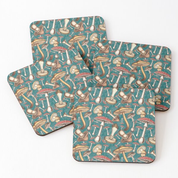 Item preview, Into the Woods: Vintage Mushroom Pattern - Blue designed and sold by CharlieCreates.
