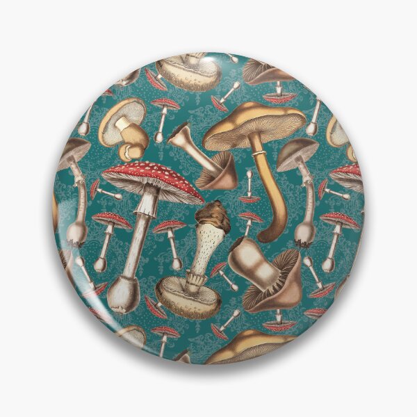 Item preview, Into the Woods: Vintage Mushroom Pattern - Blue designed and sold by CharlieCreates.