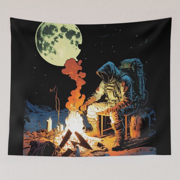 Item preview, Astronauts Camping And Lighting A Bonfire-Exploring The Moon designed and sold by FridPix.