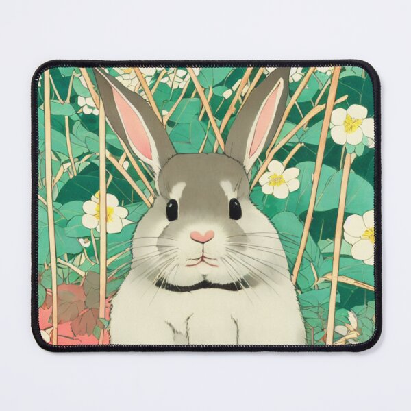 Item preview, Flower Journey with the Cottagecore Grey American Fuzzy Lop Rabbit Bunny designed and sold by wigobun.