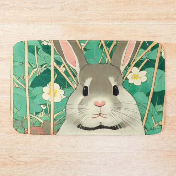 Item preview, Flower Journey with the Cottagecore Grey American Fuzzy Lop Rabbit Bunny designed and sold by wigobun.