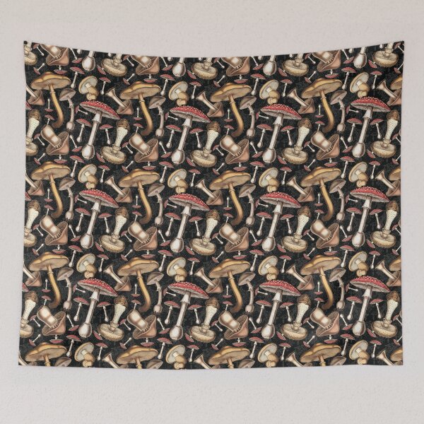 Item preview, Fungi Fun: Vintage Mushroom Design - Black designed and sold by CharlieCreates.